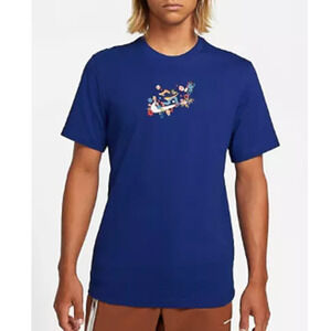 Nike Short Sleeve Twist Logo Mushroom Frog Graphic T-Shirt Blue Mens Size Medium